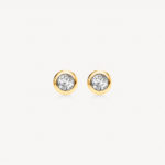 Packshot boucles d'oreilles saphir studs or Genève